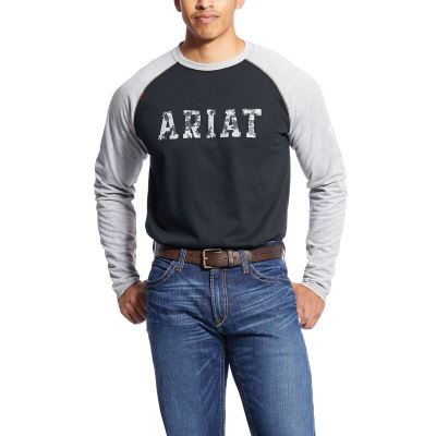 Ariat FR Baseball Logo - T Shirts Grijs Camo Heren - 35552-239